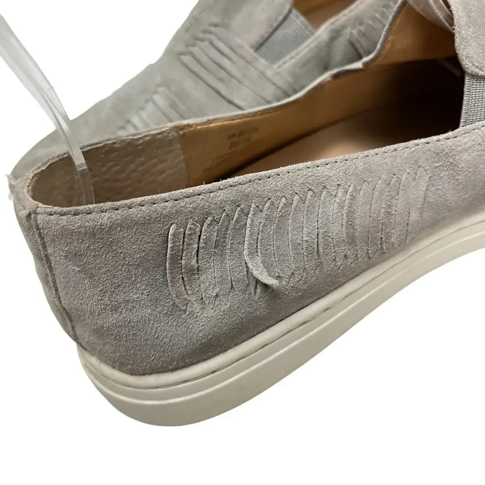 VINCE CAMUTO BEYZA Genuine Leather Gray Woven Suede Flats Loafers Shoes sz 8 M